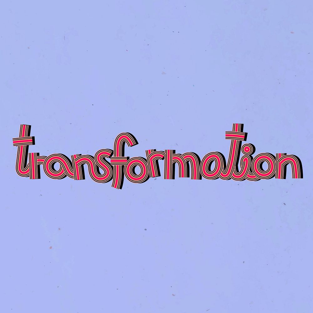 Transformation text vector lettering retro style line font typography