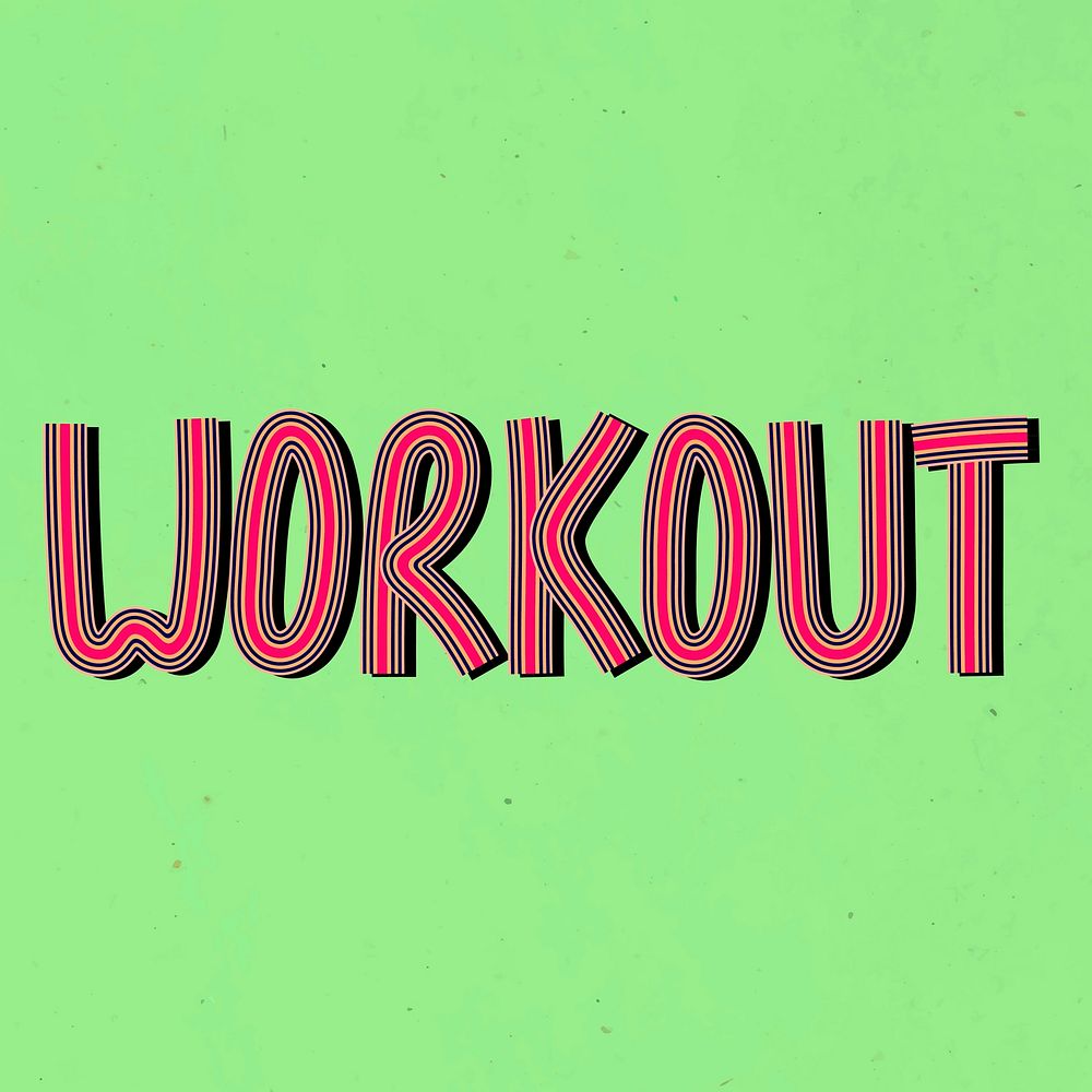 Workout text vector lettering retro style line font typography