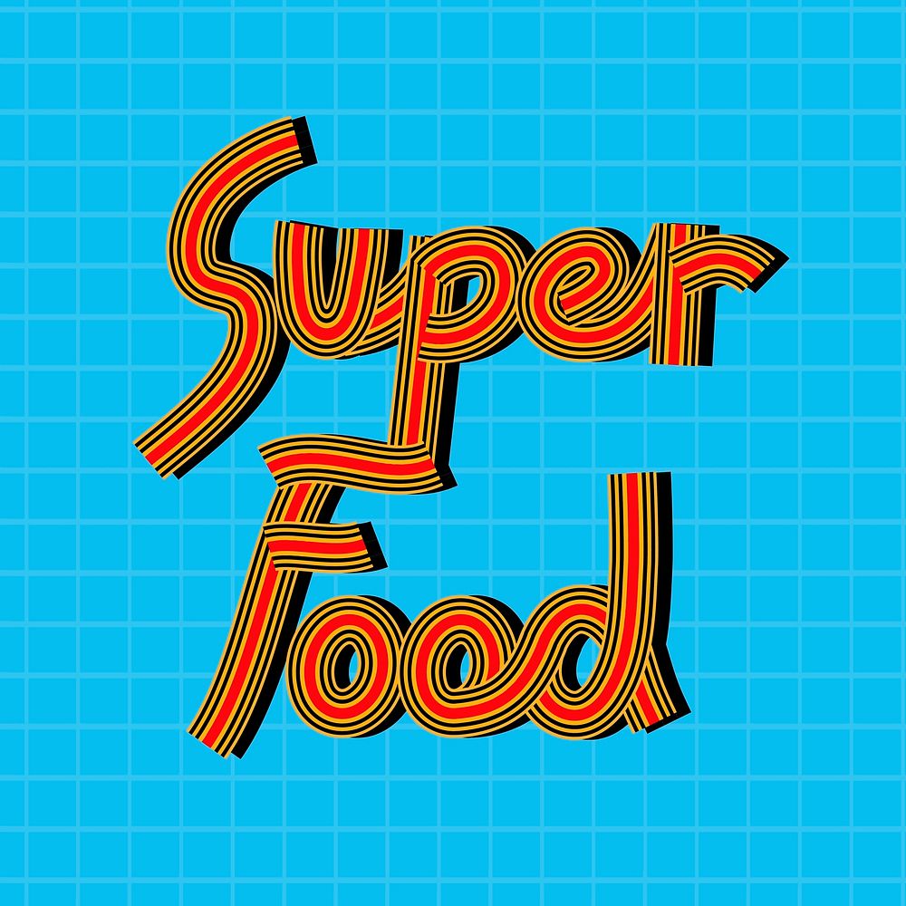 Health word super food concentric font typography