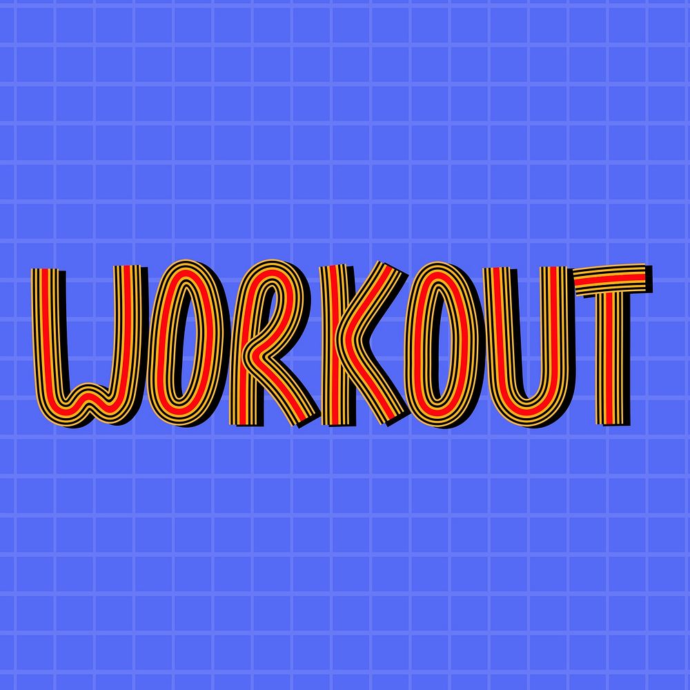 Health word workout psd concentric font typography
