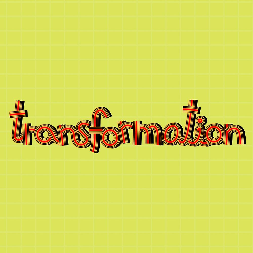 Transformation line font retro typography lettering hand drawn