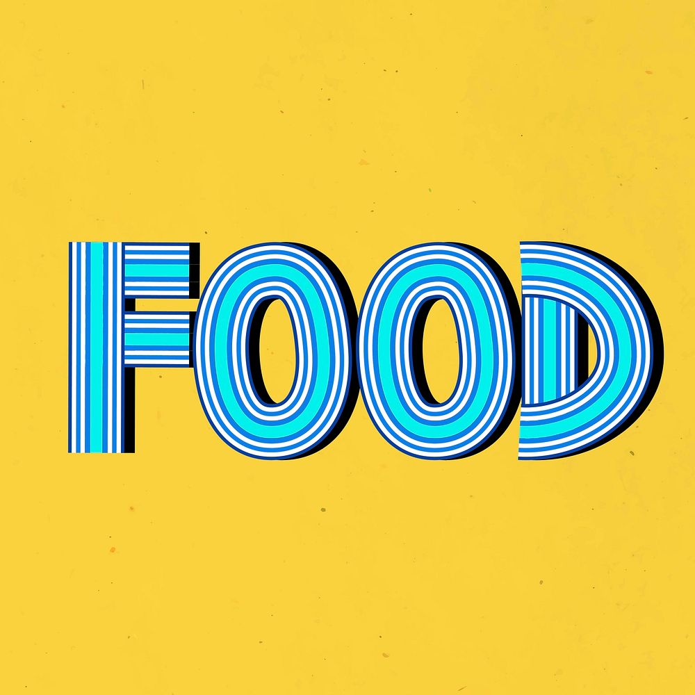 Hand drawn food vector text concentric font typography retro