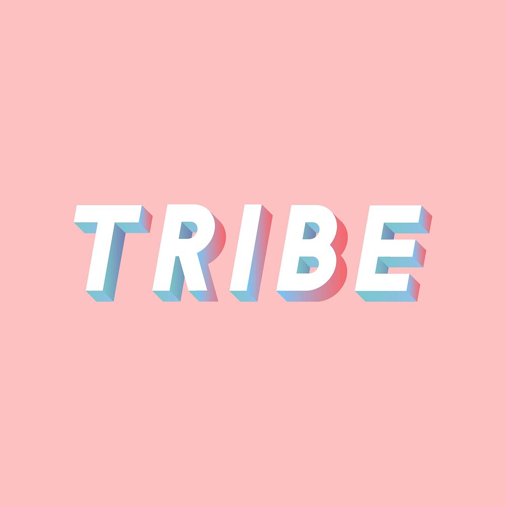 Tribe lettering vector typography gradient isometric font