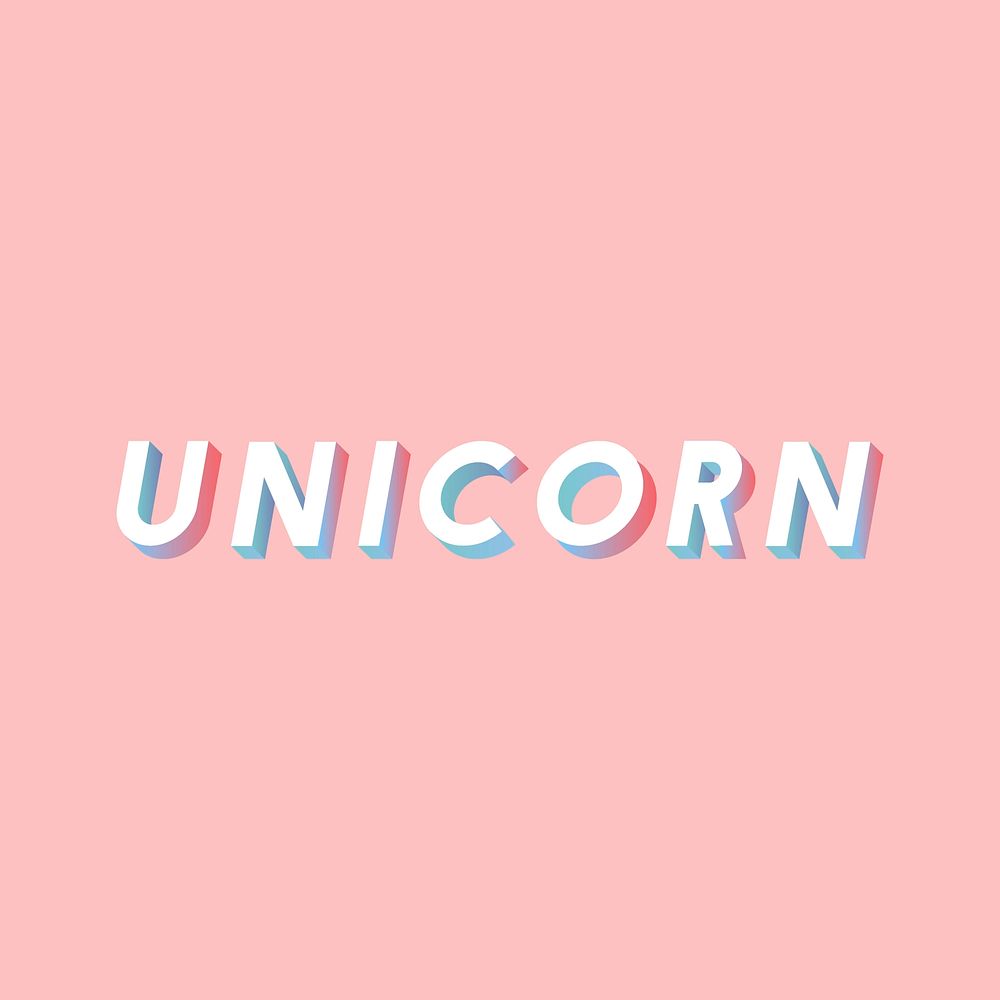 3d font unicorn word vector typography