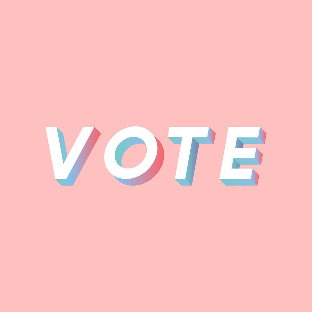 Vote text 3d effect gradient shadow typography