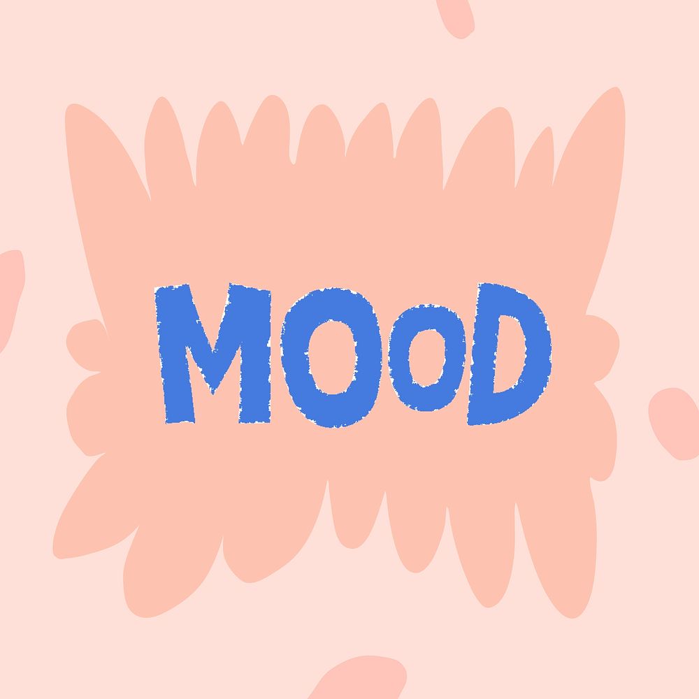 Blue mood doodle typography on a pink background vector