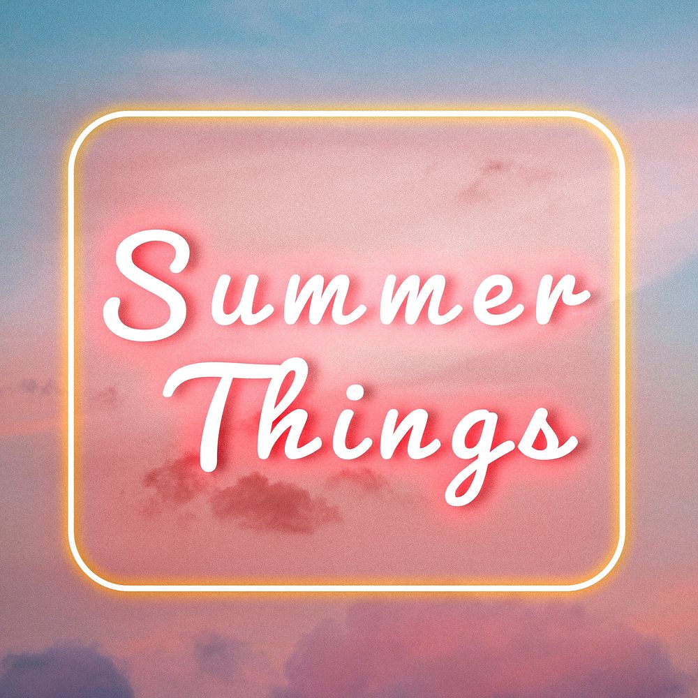 Summer things neon glow typography