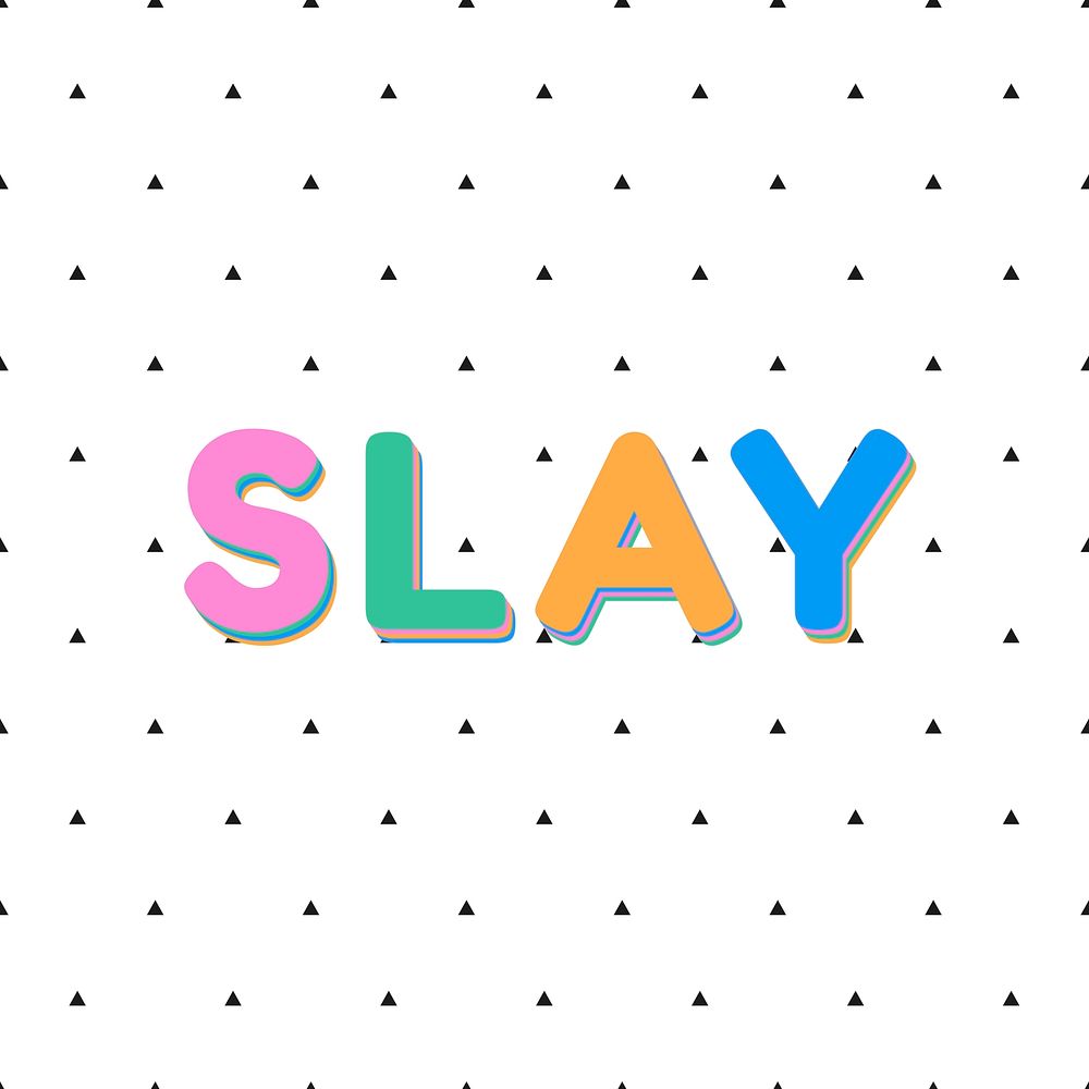 Slay letter pastel colored rounded font illustration