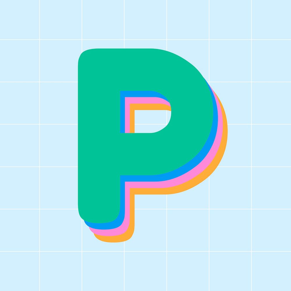 Letter p 3d typography vector