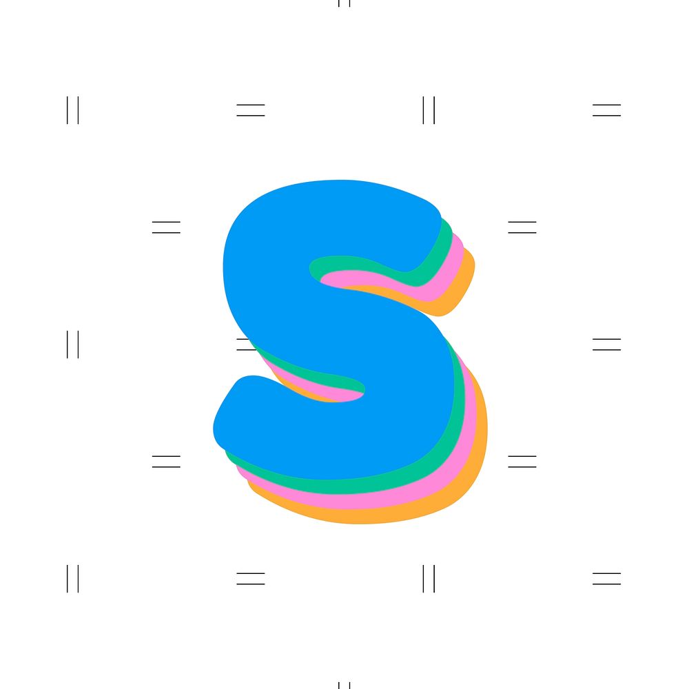 3D s alphabet font vector