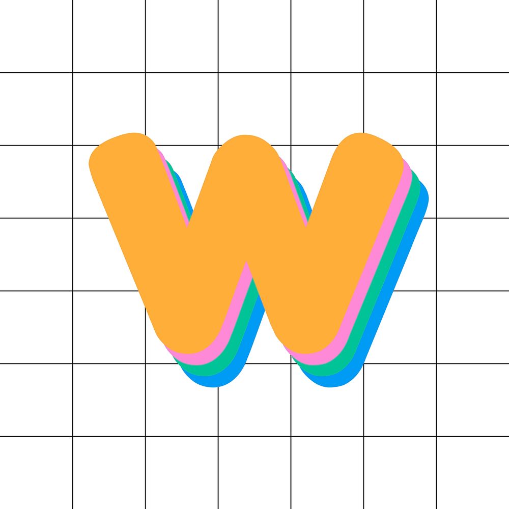 Letter w rounded font psd