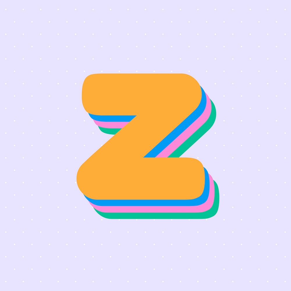 3D z alphabet font vector