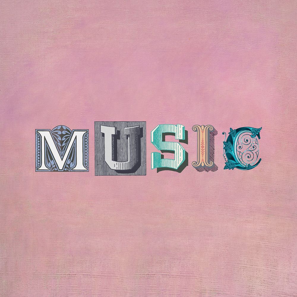 Music word western font typography