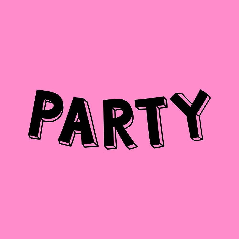 Party psd word art typography