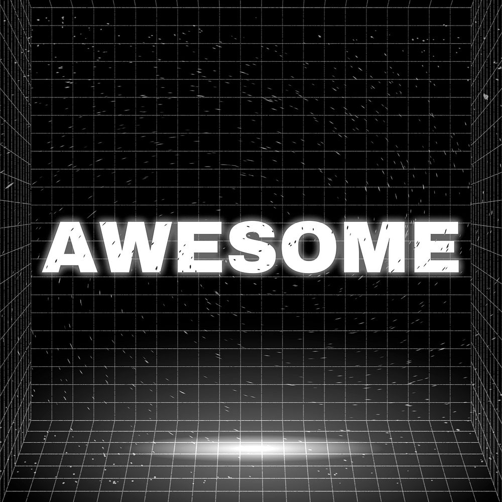 Word AWESOME glowing typography design on black
