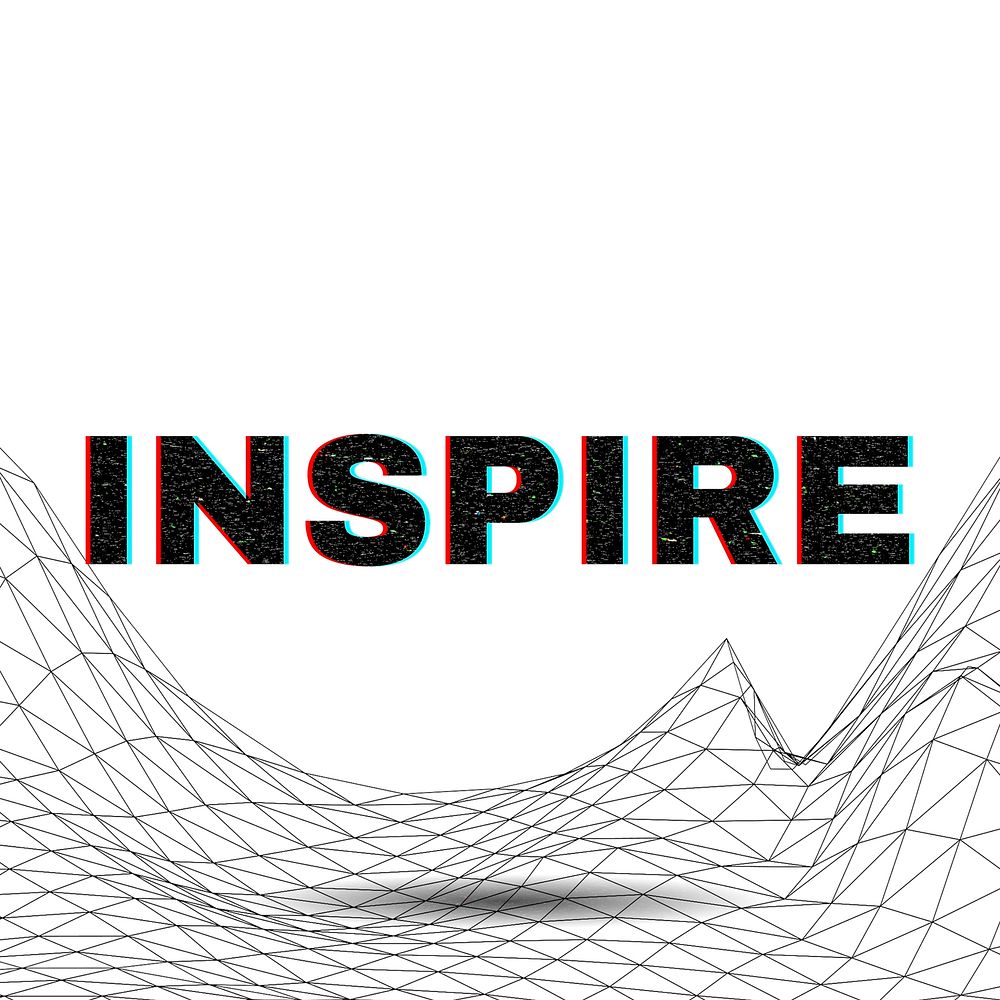 Word INSPIRE typography wavy background
