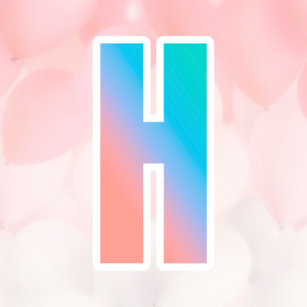 Psd letter h colorful gradient typography