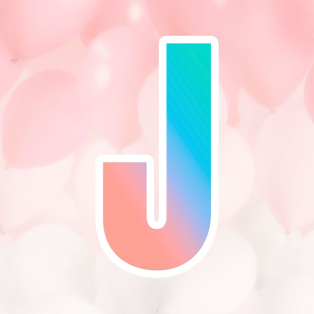 Psd letter j colorful gradient typography