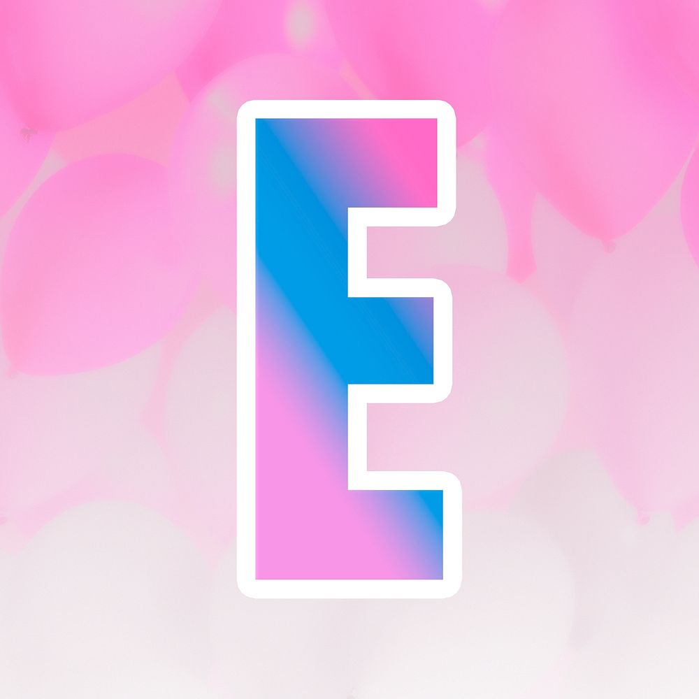 Psd letter e bold typography blue pink gradient pattern