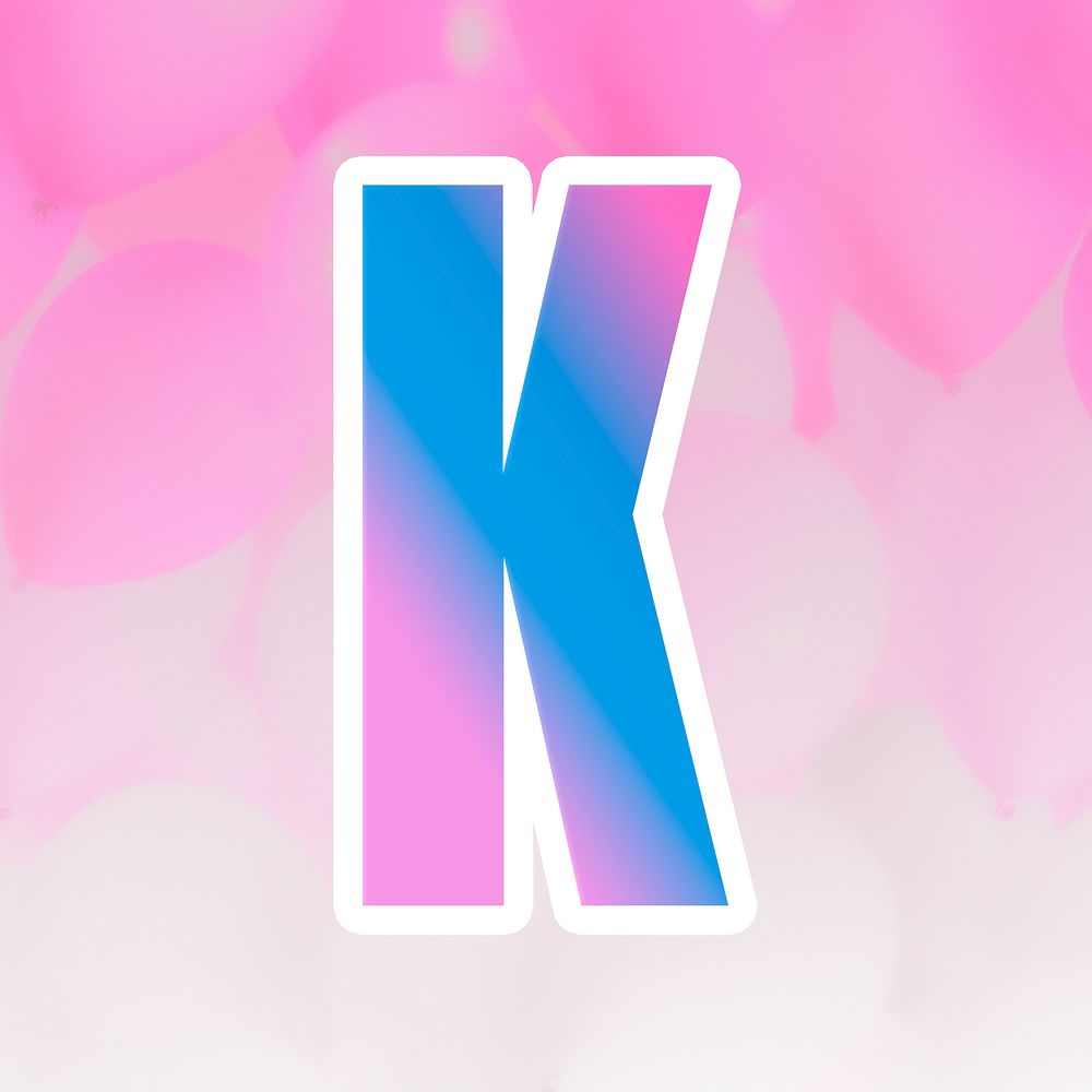 Psd font k colorful typography blue pink gradient pattern