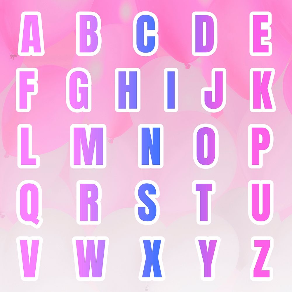 Vector alphabet gradient letter set