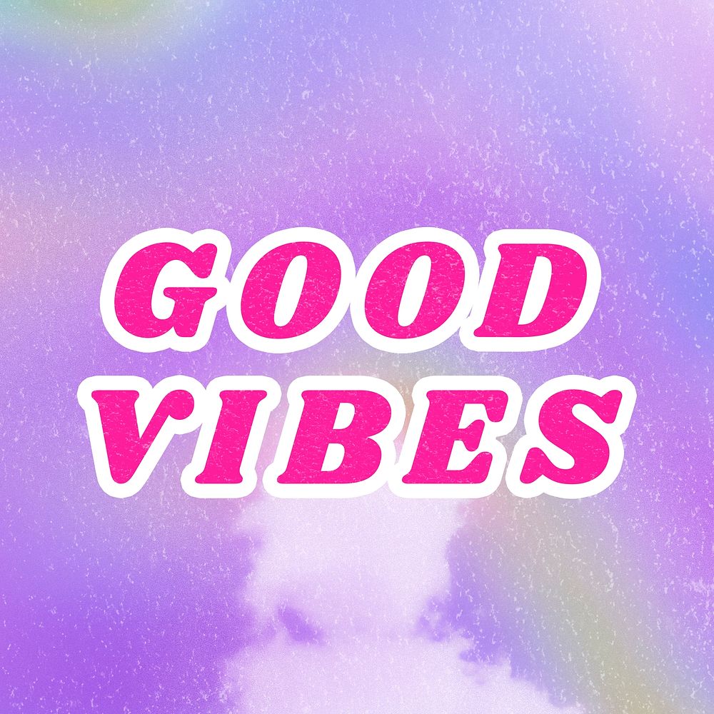 Purple Good Vibes aesthetic quote pastel typography illustration