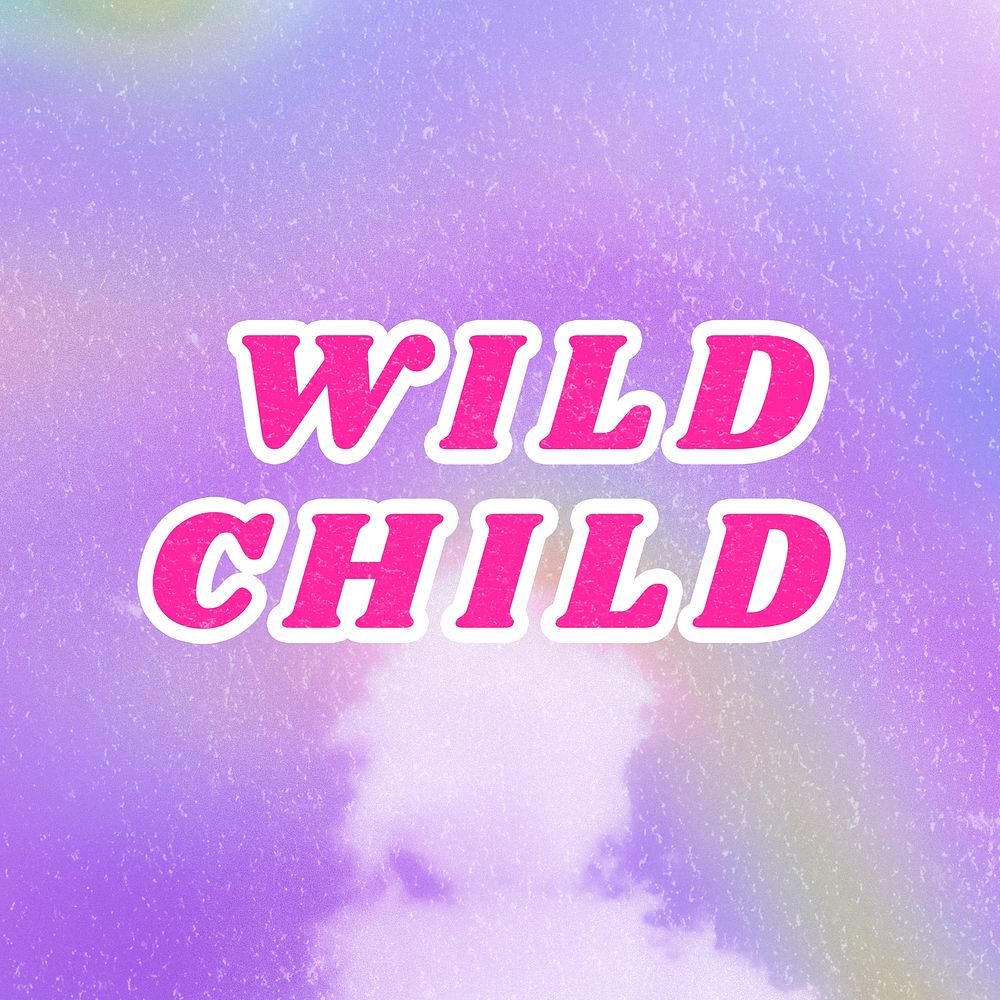 Wild Child purple quote retro dreamy illustration