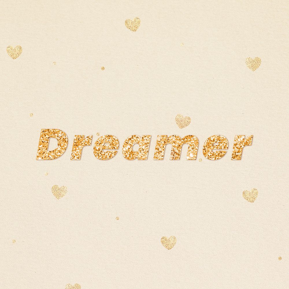 Dreamer gold glitter text font