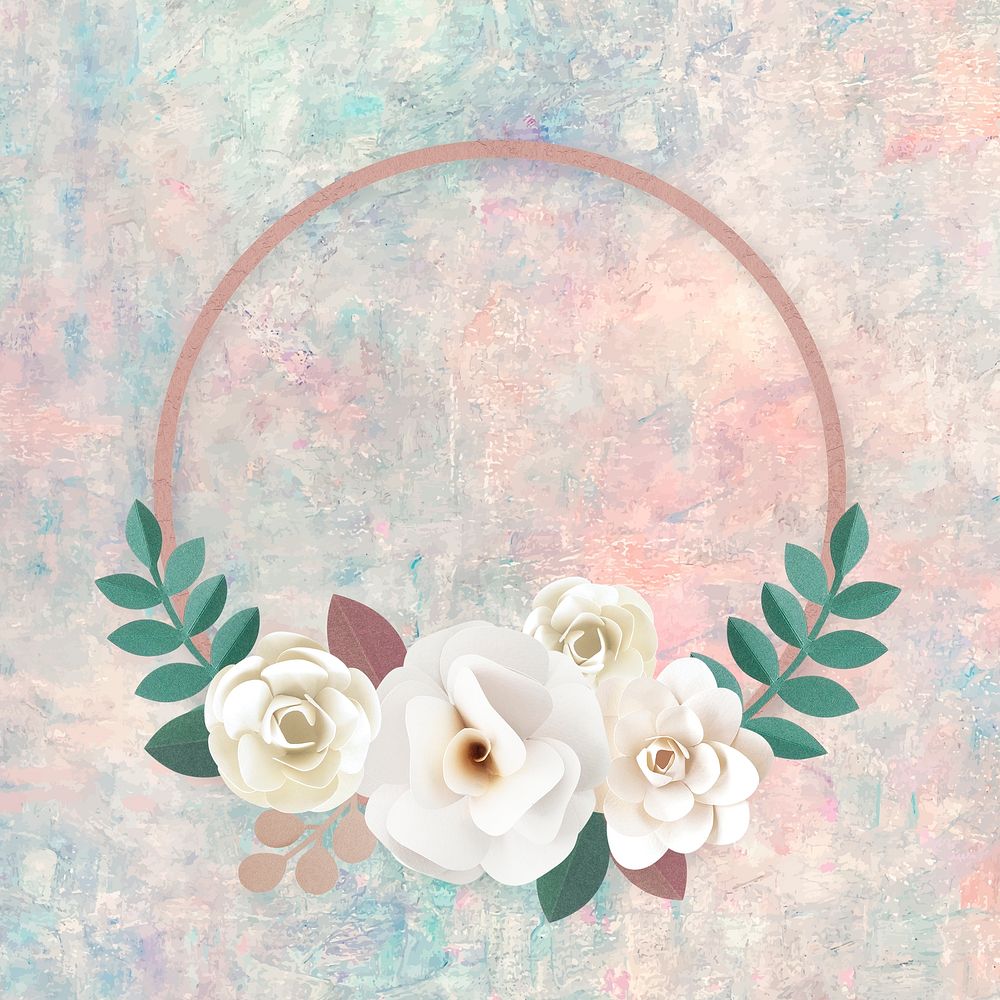 Round frame psd paper craft flower design