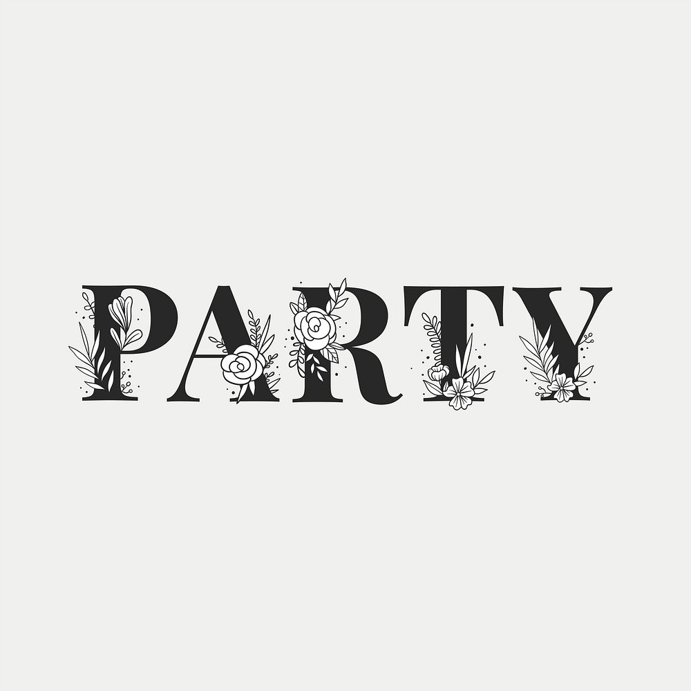 Girly Party word vector feminine typography font lettering