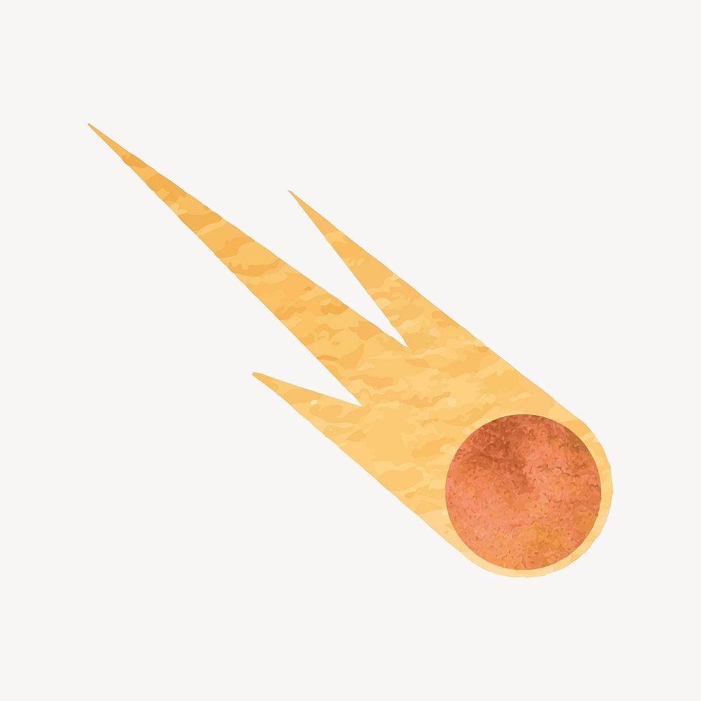 Comet collage element, orange design vector