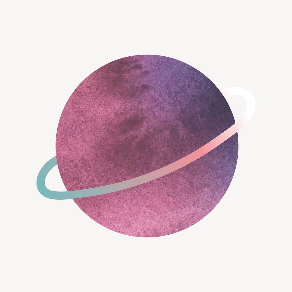 Saturn collage element, purple design vector