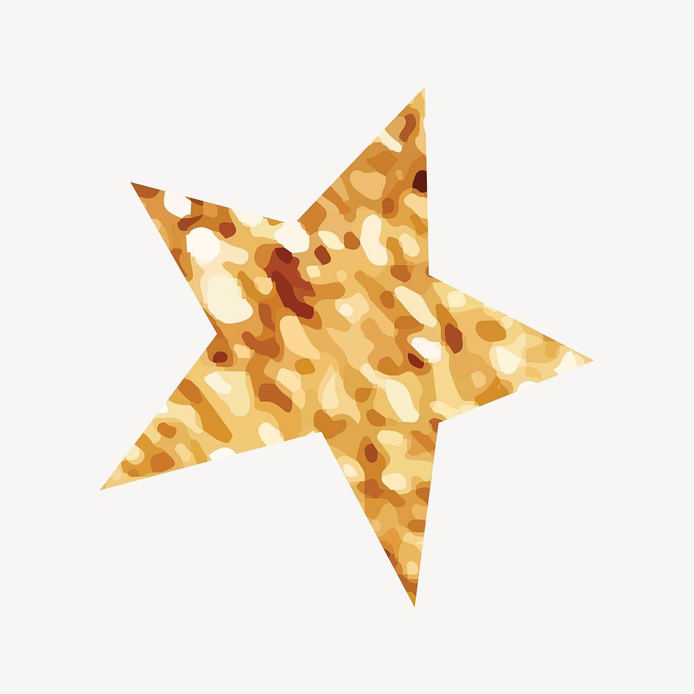 Gold star collage element, aesthetic design vector