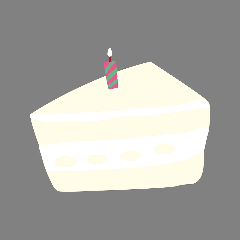 Birthday cake collage element, white design vector
