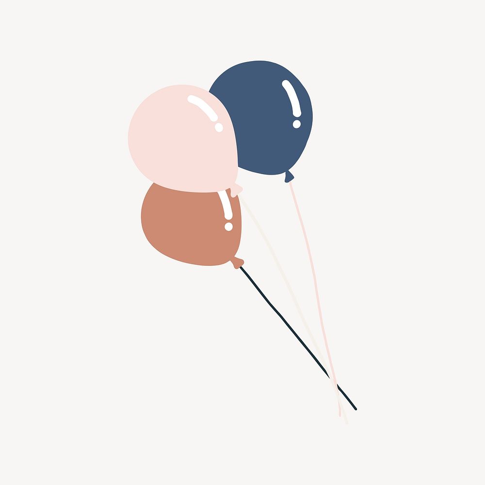 Balloons collage element, birthday illustration vector