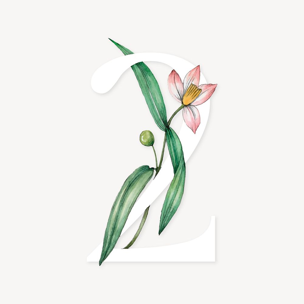 Number 2 flower collage element, | Premium Vector - rawpixel