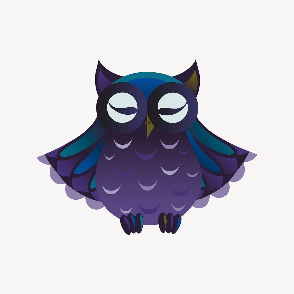 Sleeping owl, animal clipart, Glitch game illustration psd. Free public domain CC0 image.