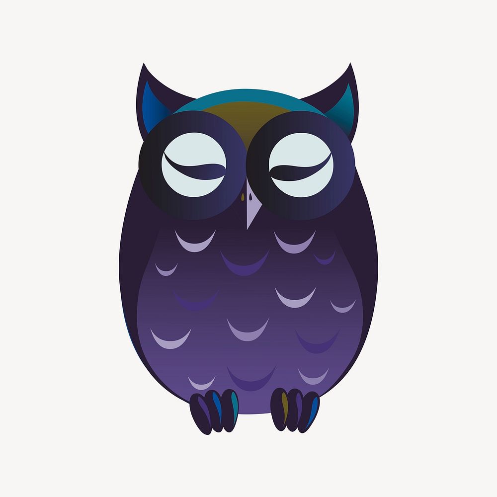Sleeping owl, animal clipart, Glitch game illustration vector. Free public domain CC0 image.