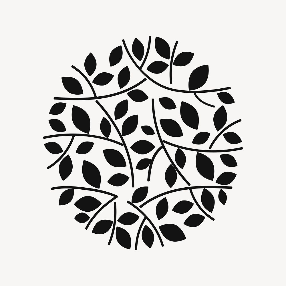 Round leaf badge, plant collage element design vector