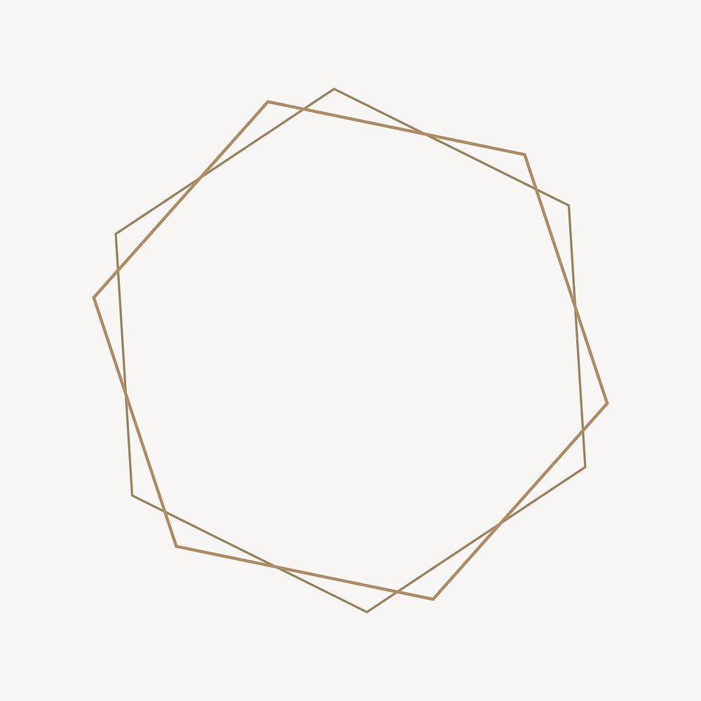Gold hexagon frame, collage element vector