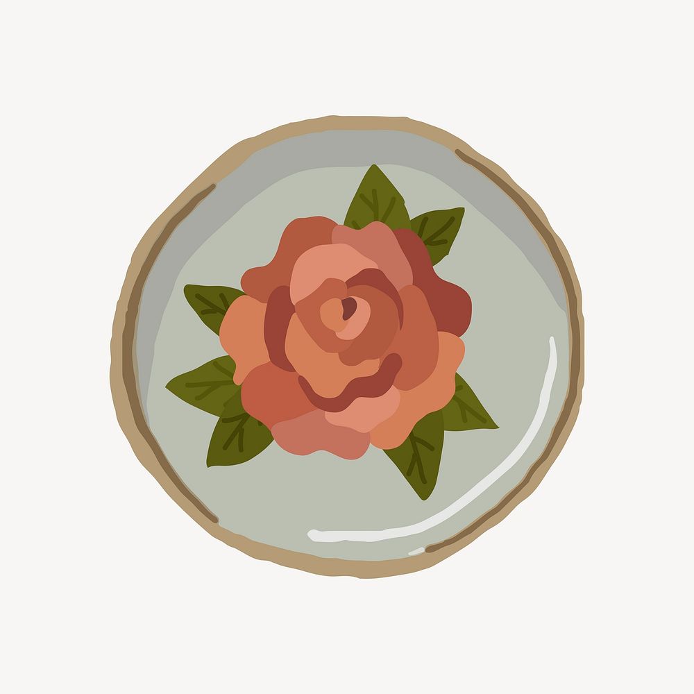 Aesthetic rose badge collage element, round design vector