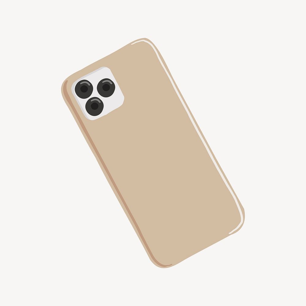 Cute beige phone collage element, digital device vector