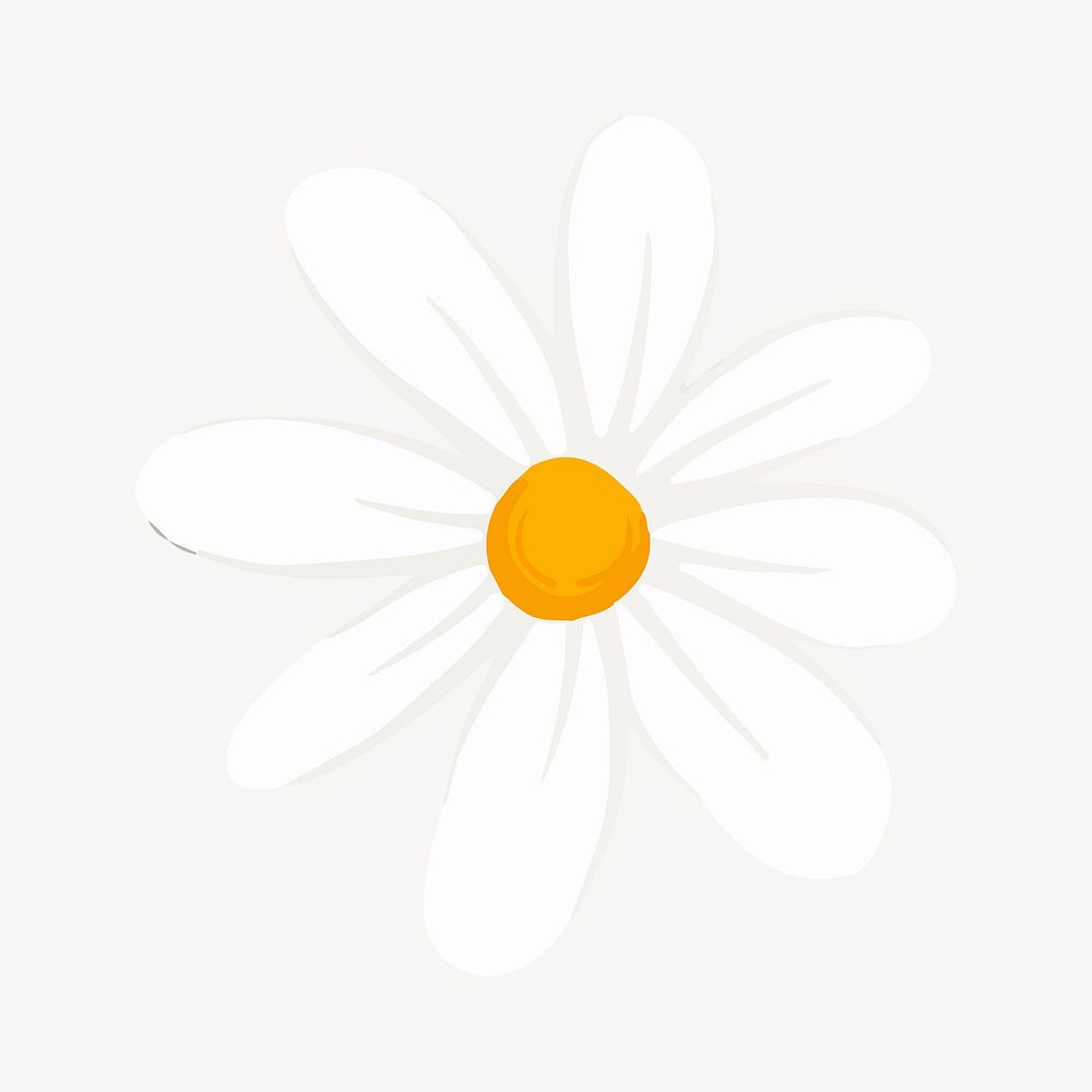 White flower collage element, aesthetic design vector