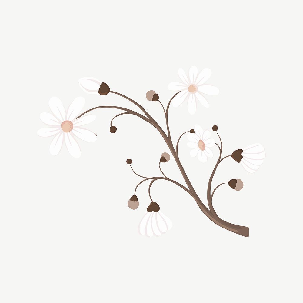 Aesthetic flower collage element, brown design vector