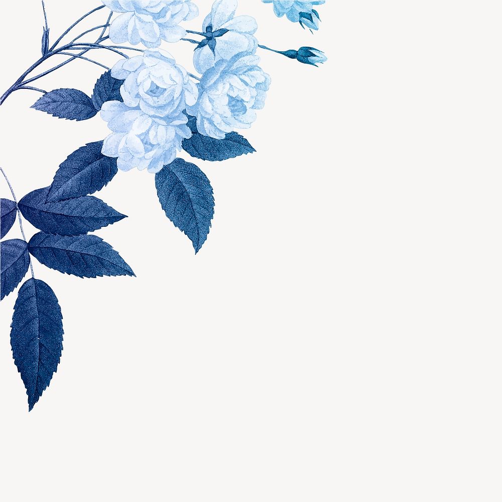 Blue flower border design element vector