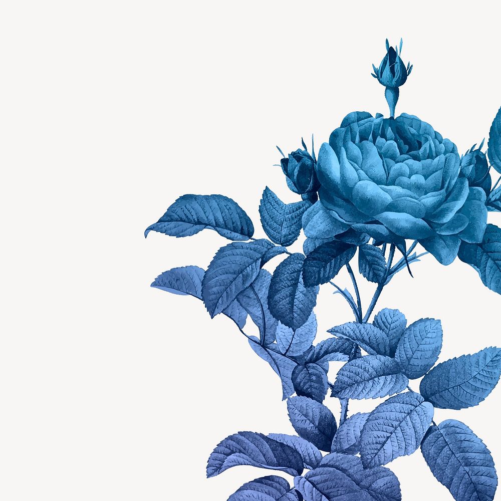 Blue flower background, aesthetic copy space design vector