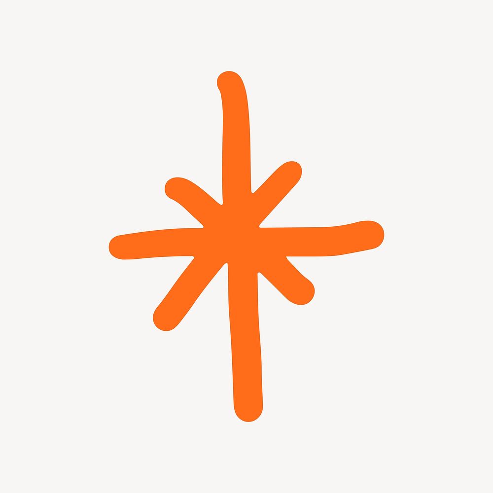Sparkle doodle collage element, orange design vector