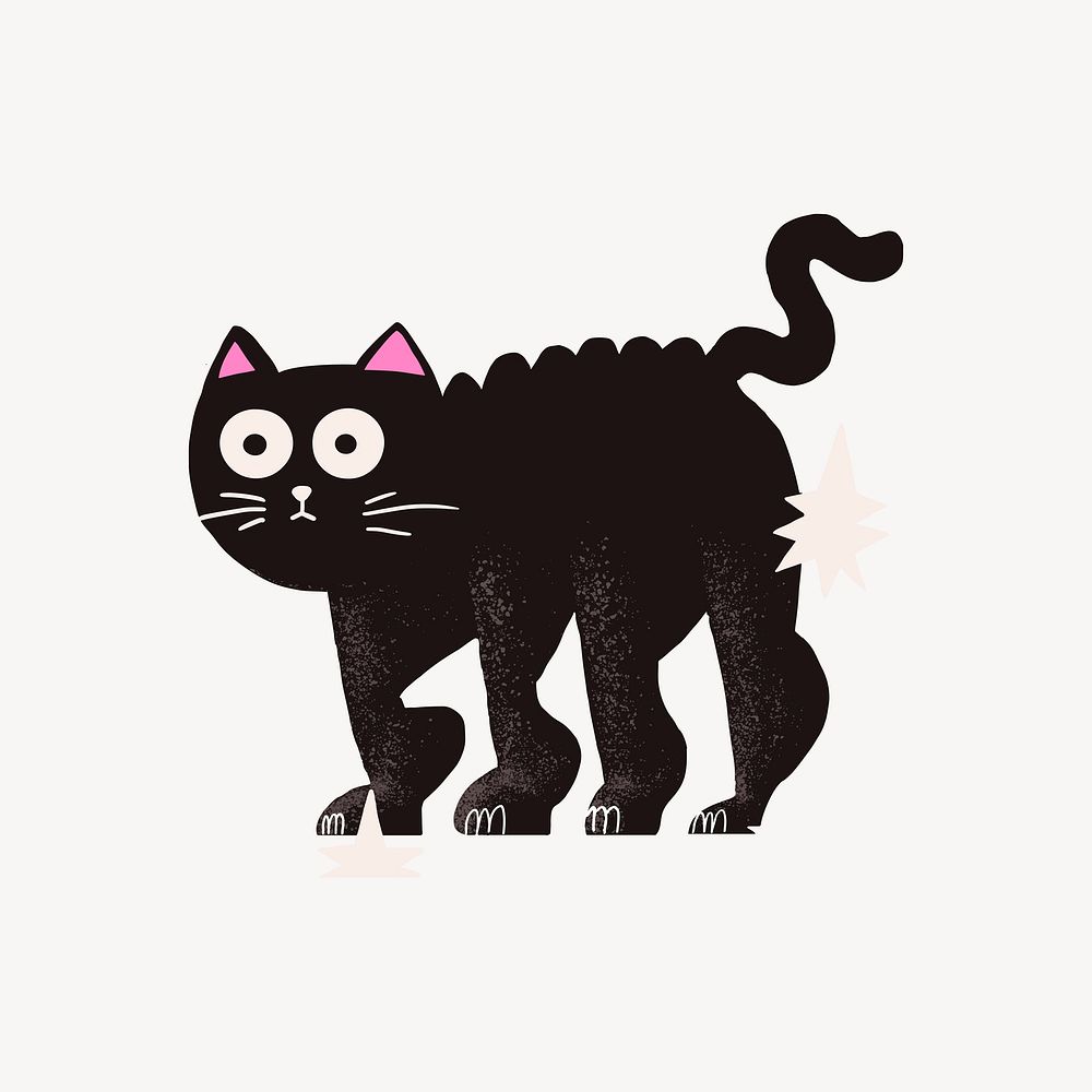 Spooked cat collage element, Halloween design vector