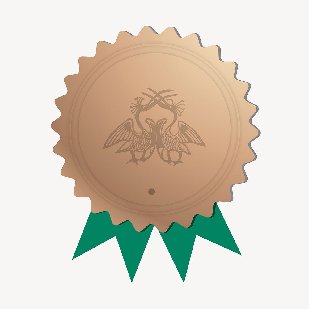 Aesthetic award ribbon, badge collage element, green design vector