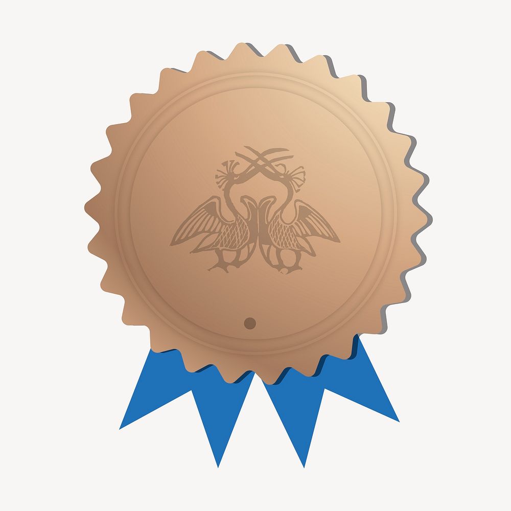Aesthetic award ribbon, badge collage element, blue design vector